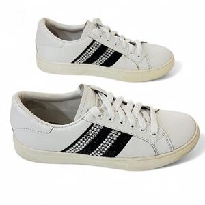 Marc Jacobs Empire Strass White Leather Sneakers Rhinestone Embellished - Size 6